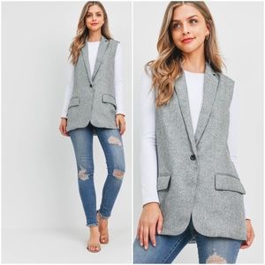 HEATHER GREY VEST BLAZER